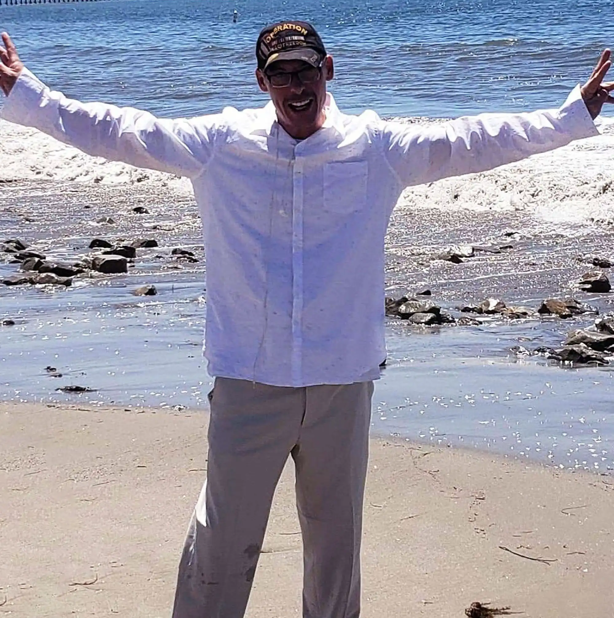 Arms wide, author David Haave of Little Danny's Dream Bus, help the children in our World,,,